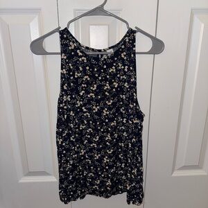 Old Navy Navy and Cream Floral Tank Top